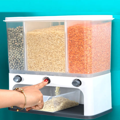 2550 Easy Flow Cereal Dispenser For Kitchen 3 In 1 Push Button Wall Mount Container Default Title - Anthro Bazaar