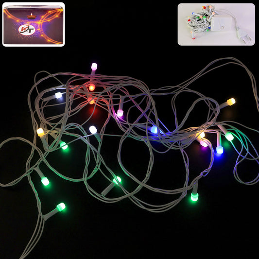 LumiFest™ 8M Multi-Color LED String Lights with White Wire