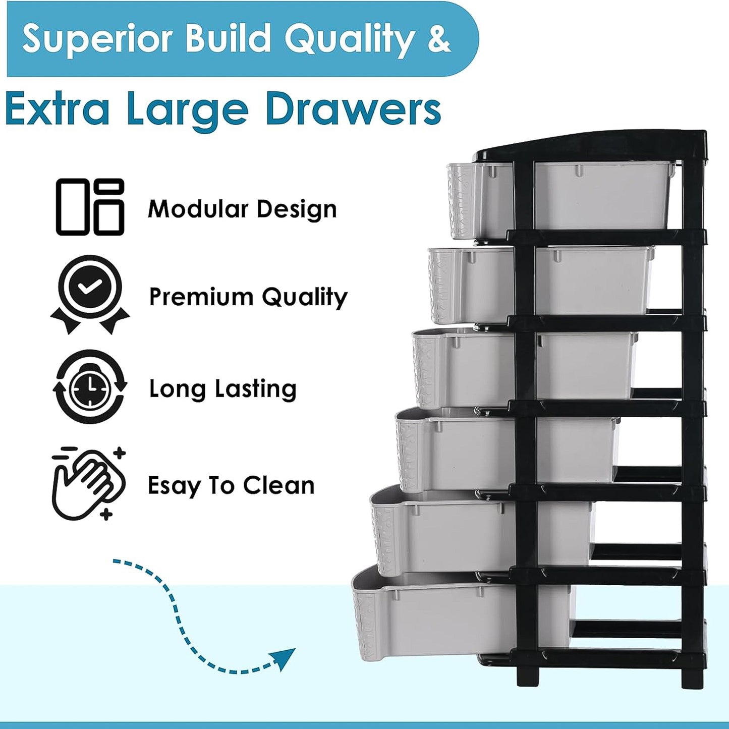 6-Layer Heavy-Duty Plastic Drawer Organizer Cabinet