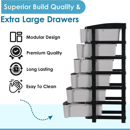 6-Layer Heavy-Duty Plastic Drawer Organizer Cabinet