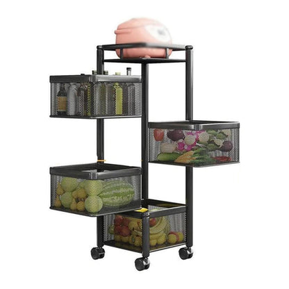 Metal High Qaulity Kitchen Trolley Kitchen Organizer Items And Kitchen Accessories Items For Kitchen Rack Square Design For Fruits Vegetable Onion Storage Kitchen Trolley With Wheels (4 Layer 3 Layer) Default Title - Anthro Bazaar