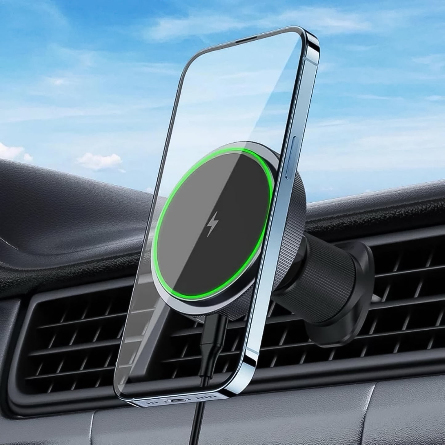 Magnetic Phone Mount Wireless Charger – Fast Charging with Music Reactive Lights
