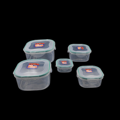 Kitchen Containers Set 5 Pcs | Snap-Seal Plastic Food Storage Boxes for Fridge, Freezer & Pantry