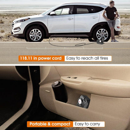 7586 Tire Inflator Portable Air Compressor 12v Small Air Pump For Car Tires Bicycle Balloons Cars Bike Bicycles And Other Inflatables With Led Light (12v) Default Title - Anthro Bazaar