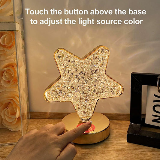 12571 Star Shape Crystal Diamond Lamp Cordless Luxury Lamp With Usb Rechargeable 3-way Dimmable Touch Control Decorative Nightstand Lamp For Bedroom Living Room Party Restaurant Decor (1 Pc ) Default Title - Anthro Bazaar
