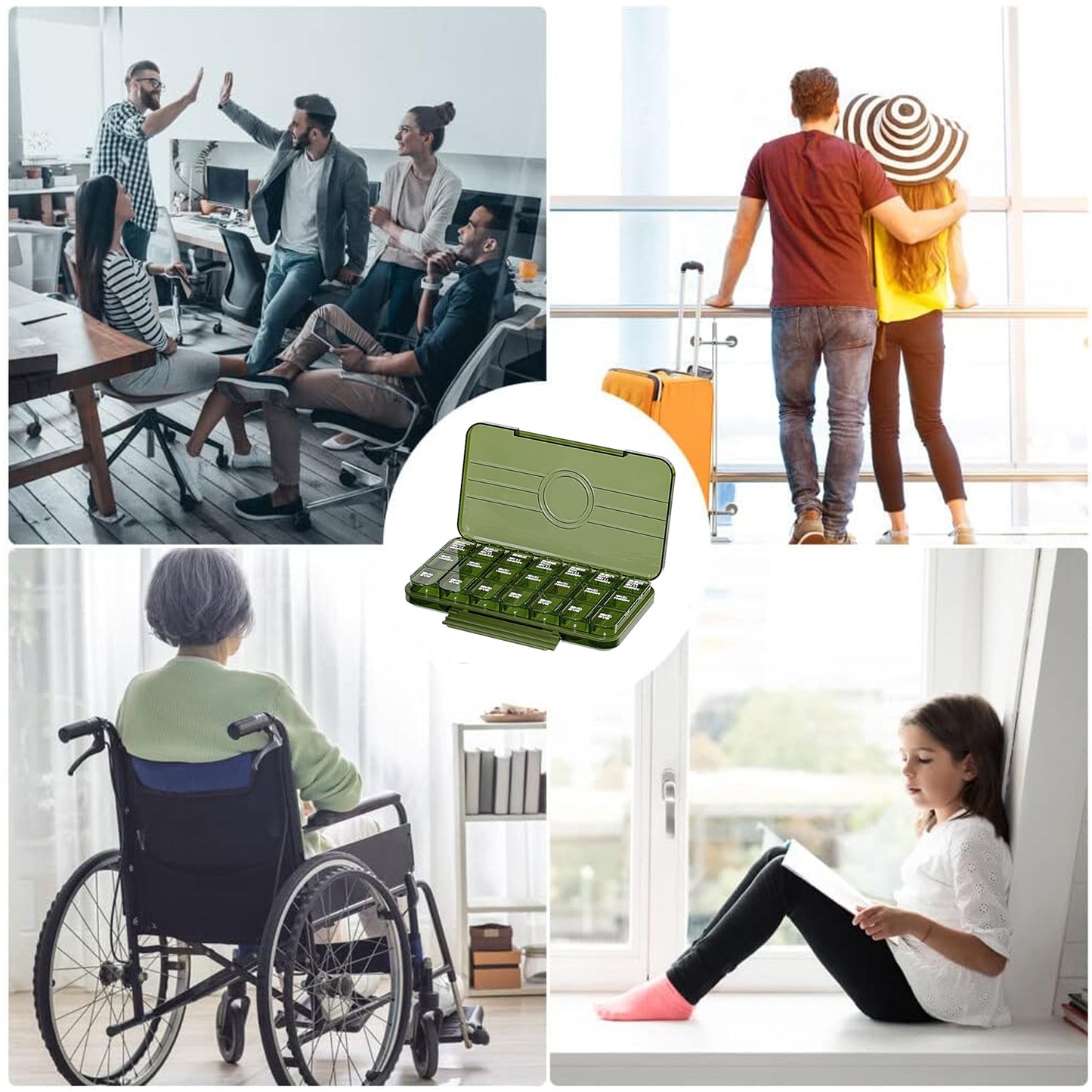 Portable Weekly Pill Box Organiser Daily Pill Keeper 21 Grid Container (1 Pc) Default Title - Anthro Bazaar