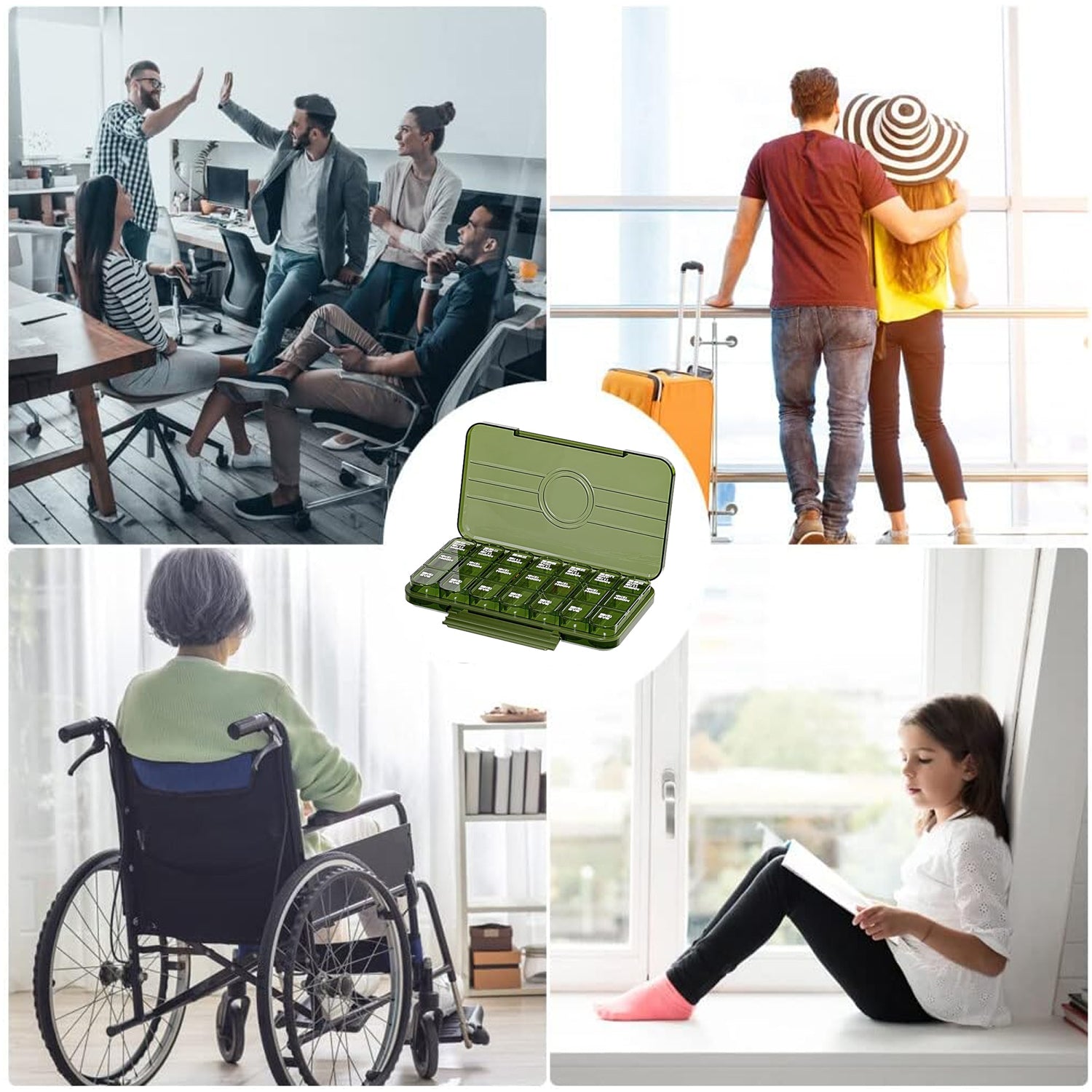 Portable Weekly Pill Box Organiser Daily Pill Keeper 21 Grid Container (1 Pc) Default Title - Anthro Bazaar