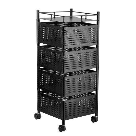 Metal High Qaulity Kitchen Trolley Kitchen Organizer Items And Kitchen Accessories Items For Kitchen Rack Square Design For Fruits Vegetable Onion Storage Kitchen Trolley With Wheels (4 Layer 3 Layer) Default Title - Anthro Bazaar