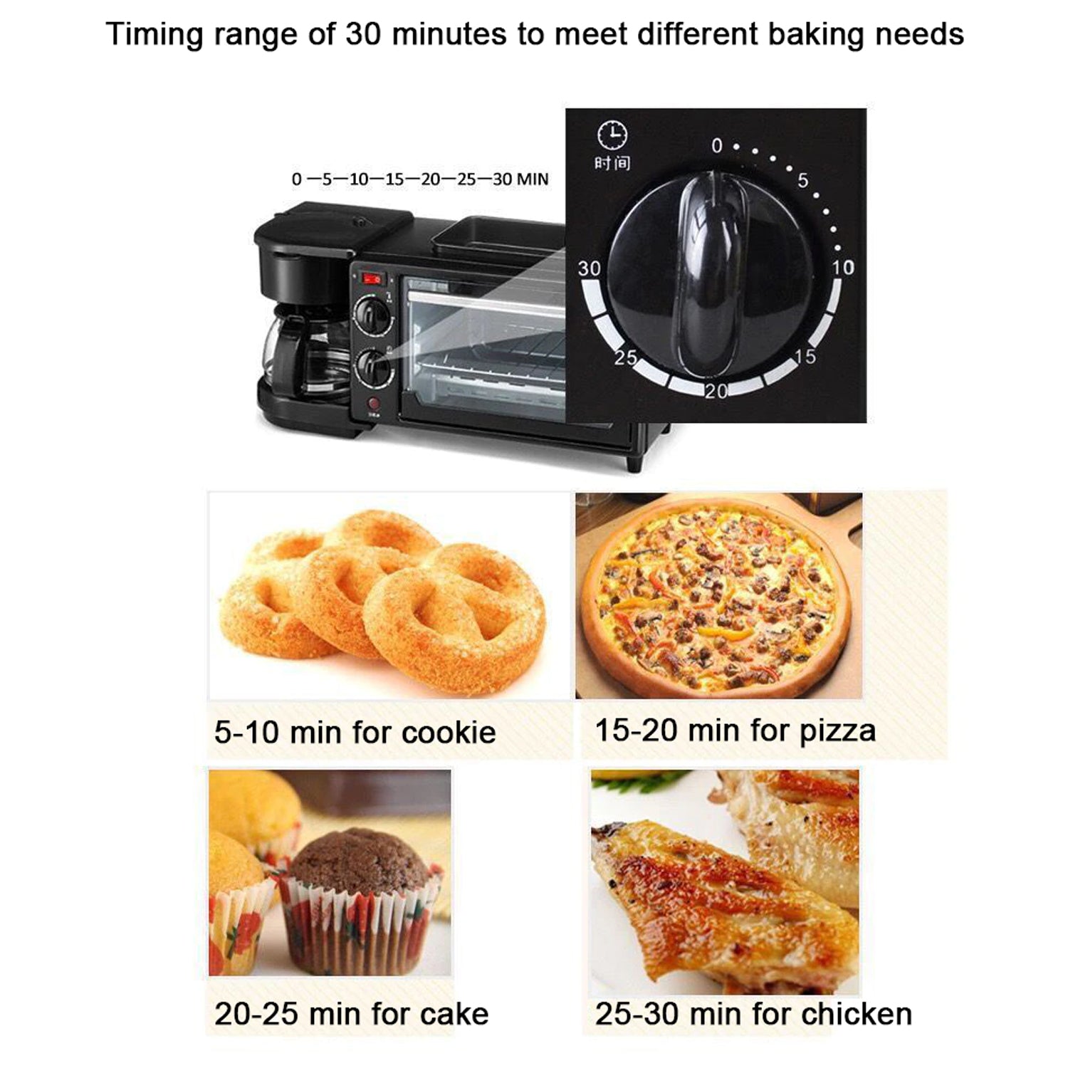 3 In 1 Breakfast Maker Portable Toaster Oven Grill Pan Coffee Maker Full Breakfast Ready At One Go Default Title - Anthro Bazaar