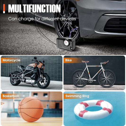 7586 Tire Inflator Portable Air Compressor 12v Small Air Pump For Car Tires Bicycle Balloons Cars Bike Bicycles And Other Inflatables With Led Light (12v) Default Title - Anthro Bazaar