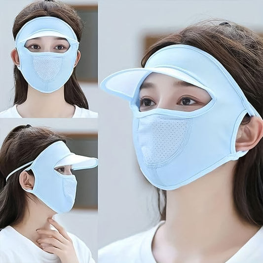 Womens Full Face Uv Protection Cap With Built-in Mask And Wide Brim Visor Breathable (1 Pc) Default Title - Anthro Bazaar