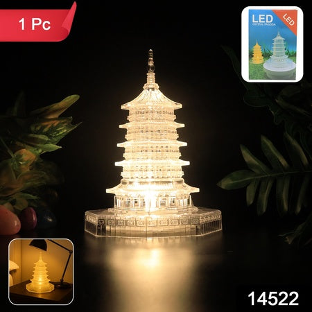 Premium LED Crystal Pagoda Decorative Light – Battery Operated Elegant Lamp