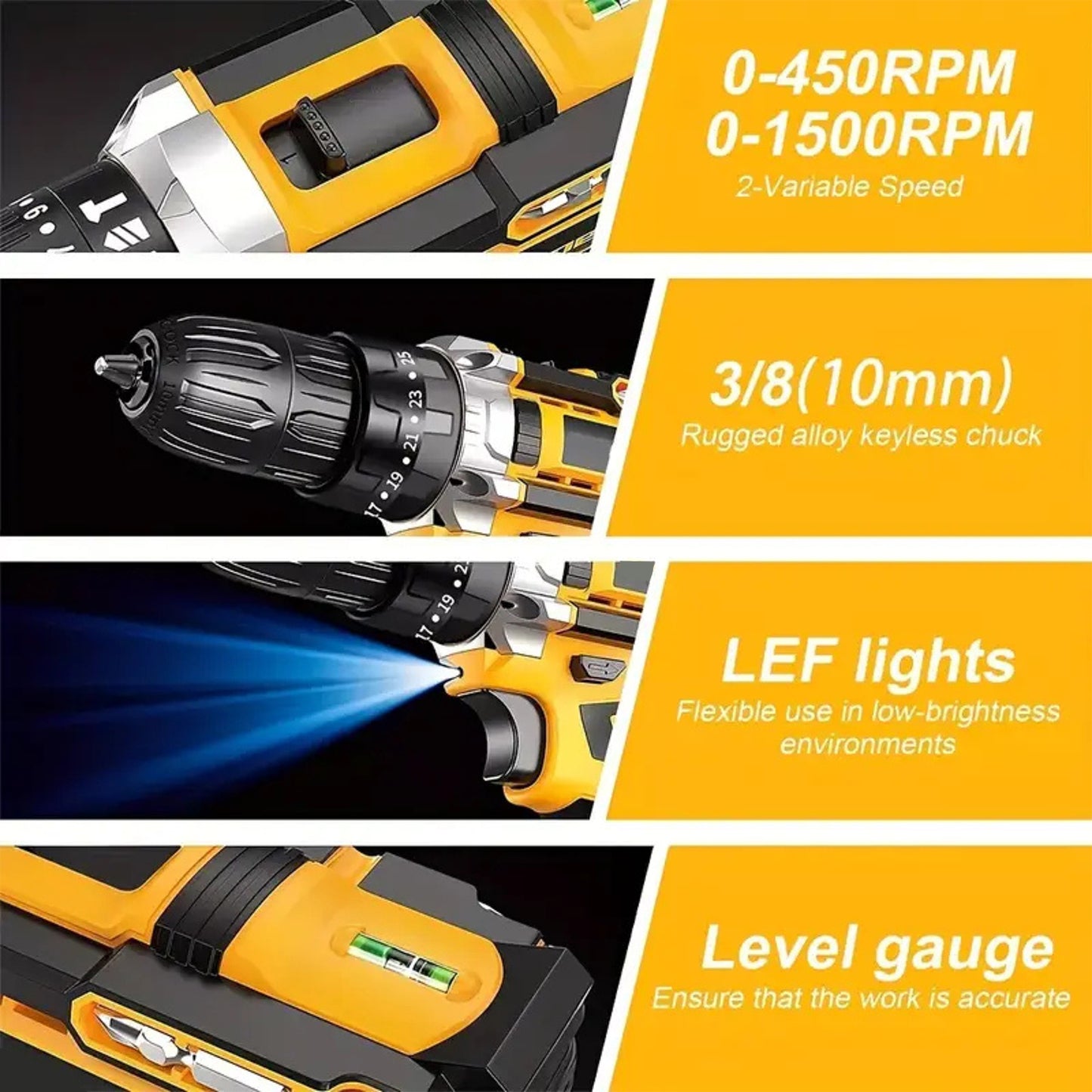 Cordless Drill Machine Tool Kit (23 attachments + 1 Piece - 21 V Lithium Battery)