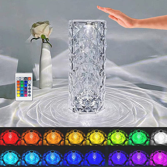 6604 Crystal Touch Night Light (16 Colors) - Rose Diamond Table Lamp With Remote Control Usb Table Lamp Romantic Date Lighting Decor For Festival Bedroom Dining Room Default Title - Anthro Bazaar
